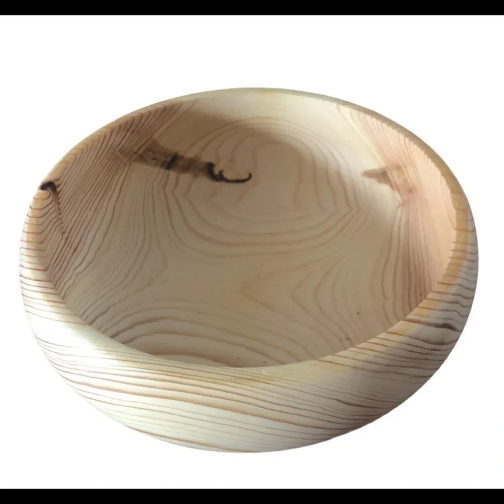 Handmade Natural Wood Grain Minimalist Bowl 8”X3”  Signed Initial WI Artist